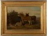 PORTRAIT OF DONKEYS by Arthur Batt, oil on canvas, sold Jun 2024
