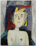 MODERNIST PORTRAIT OF A WOMAN by Eliane Larus, oil on panel, sold Jun 2024