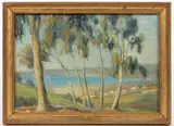LANDSCAPE PAINTING by Helen Hawley Narozny, oil on artist's board, sold Jun 2024