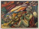 ABSTRACT / MODERNIST PAINTING by Fritz Faiss, oil / encaustic on canvas, sold Apr 2024