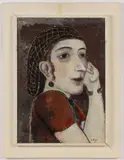 ABSTRACT / MODERNIST PAINTING by Fritz Faiss, oil / encaustic on masonite board, sold Apr 2024