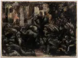 ABSTRACT / MODERNIST PAINTING by Fritz Faiss, oil / encaustic on board, sold Apr 2024