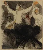 GENRE SCENE by George Shaw, watercolor on paper, sold Apr 2024