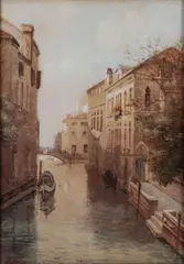 VENETIAN CANAL SCENE by Emil H. Meyer, watercolor on paper, sold Apr 2024