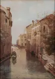 VENETIAN CANAL SCENE by Emil H. Meyer, watercolor on paper, sold Apr 2024