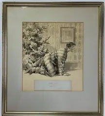 The Night Before Christmas by Everett Shinn, Ink drawing and titled "The Night Before Christmas", sold Nov 2021