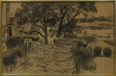 The Patio by Roswell Weidner, Charcoal, sold Nov 2021
