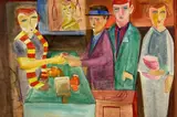 Market Scene by Helen Malta, Oil on canvas, sold Nov 2021