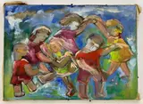 Children Playing by Helen Malta, Oil on Canvas, sold Nov 2021