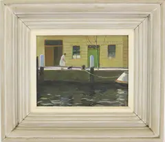 Wharfside Interlude by Harry Leith-Ross, Oil on board, sold Dec 2021