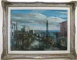 Harbor City by Walter Emerson Baum, Oil on board, sold Dec 2021