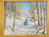 Returning Home, Devils Little Half Acre, River Road above New Hope by Christopher G. Willett, Oil on board, sold Dec 2021