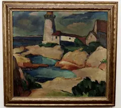 Untitled by Mary Bean, Oil on course textile (burlap), sold Dec 2021