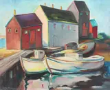 Lobster Boats by Mary Bean, Oil on canvas, sold Dec 2021