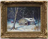 House on Holicong Road, Buckingham, Bucks County, PA by Christopher G. Willett, Oil on board, sold Dec 2021