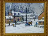 Parry Mansion, New Hope, Day after Christmas by Christopher Willett, Oil on board, sold Dec 2021