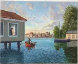 Date on Water by Tom King, Oil on canvas, sold Dec 2021