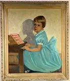 Girl in Blue by Franz Josef Bolinger, Oil on canvas, sold Dec 2021