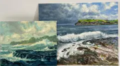 Untitled by Tom King, Oil on boards (2), sold Feb 2022