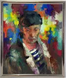 L'homme au béret basque by Lucien Roulle, Oil on canvas, sold Feb 2022