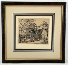 A Southern Villa by Alfred Heber Hutty, Engraving, sold Mar 2022