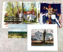 Untitled by Tom King, Watercolors (3) and sketch, sold Mar 2022
