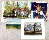Untitled by Tom King, Watercolors (3) and sketch, sold Mar 2022