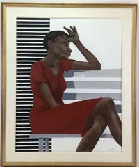 Red Muse by Michael Palmer, Oil on canvas, sold Apr 2022