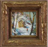 Along River Road, Bucks County by Christopher G. Willett, Oil on board, sold Apr 2022