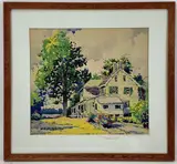 Kate Aylesford Mansion, Pleasant Mills NJ, 1936, Property of W.A. Hofstetter by William Alfred Hofstetter, Watercolor, sold May 2022