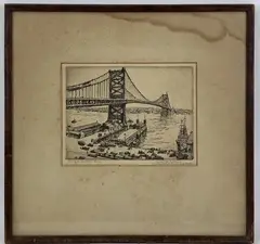 Down by the Delaware River by Frederick Goodrich Robbins, Engraving, sold May 2022