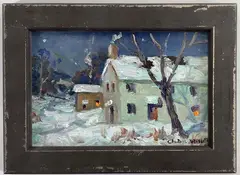 Cuttalossa Rd, Bucks County, PA by Christopher G. Willett, Oil on board, sold May 2022
