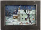Cuttalossa Rd, Bucks County, PA by Christopher G. Willett, Oil on board, sold May 2022