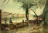 Maechiaverna by Reproduction Ettore Roesler Franz, Oil on board, sold Jun 2022