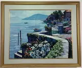 Lago Como, Italy by Howard Behrens, Lithograph titled "Lago Como, sold Jul 2022