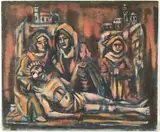 Pieta-Adaption From a 15 Cent Swabian Wood by Frederick Childs, Oil on canvas, sold Sep 2022