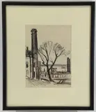 Paddle Wheeler Paducah, Ky by John Fulton Folinsbee, Charcoal drawing, sold Oct 2022
