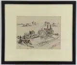 Paddle Wheeler Paducah, Ky by John Fulton Folinsbee, Pencil drawing, sold Oct 2022