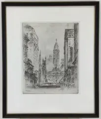 South of Broad Street by Herbert Pullinger, Engraving titled "South of Broad Street", sold Oct 2022