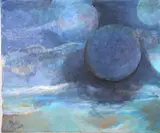 Phases of a blue moon by Elnora "Nora" Hauser, Oil on canvas, sold Nov 2022