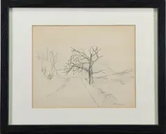 Lonely Tree by Sterling Boyd Strauser, Pencil on paper, sold Nov 2022