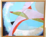 Space Acrobat over Earth by Elnora "Nora" Hauser, Oil on canvas, sold Nov 2022