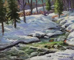 Cuttalassa Creek, Bucks County, PA by Christopher G. Willett, Oil on board, sold Dec 2022