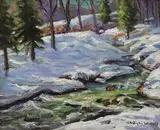 Cuttalassa Creek, Bucks County, PA by Christopher G. Willett, Oil on board, sold Dec 2022
