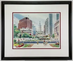 Outside of Logan Square by Howard Noel Watson, Lithograph, sold Dec 2022