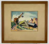 Texas Oilman by Richard Rogers, Watercolor, sold Dec 2022