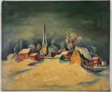 Xmas Eve by Richard Rogers, Oil on canvas, sold Dec 2022