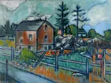 Barn Tiverton R.I. by Frederick Childs, Oil on canvas, sold Dec 2022