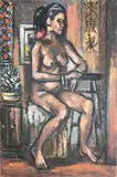 Nude And Scroll by Frederick Childs, Oil on canvas, sold Feb 2023