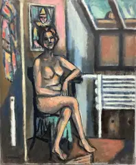 Nude and Rouault Reproduction by Frederick Childs, Oil on canvas, sold Feb 2023